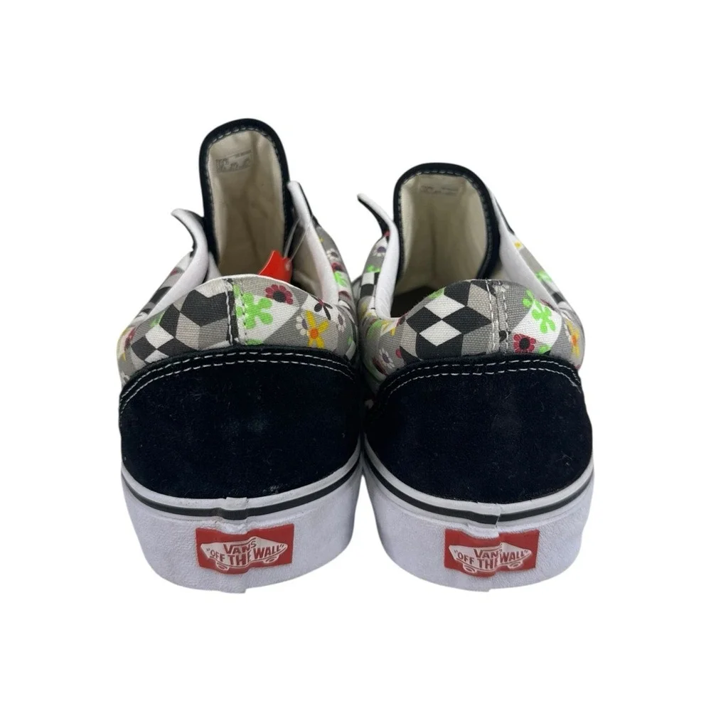 Vans Men's Old Skool Checker Cube‎ Black True White Canvas Suede shoes Size 13